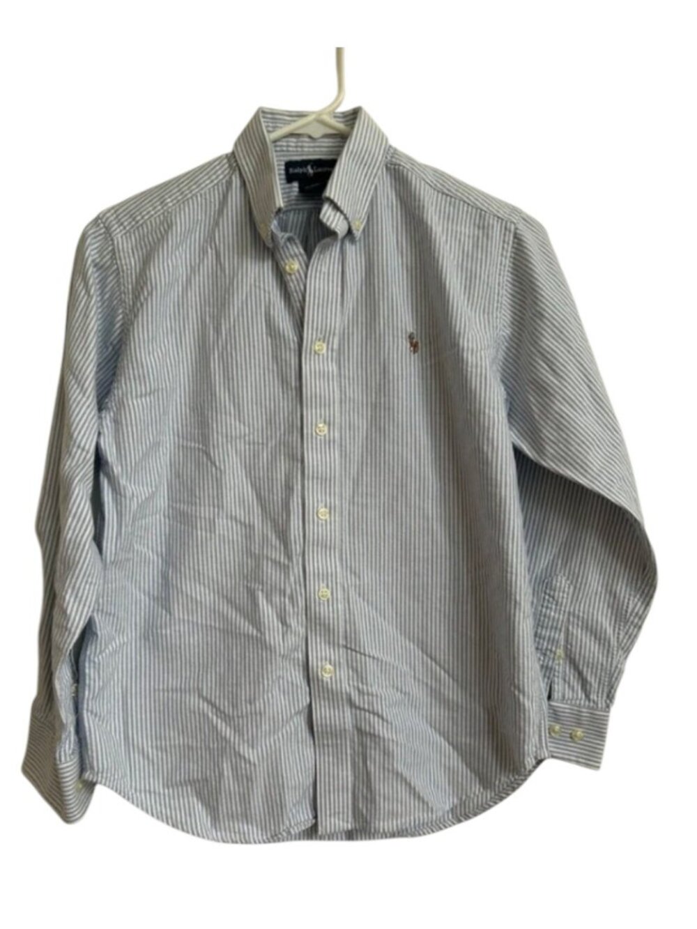 Ralph Lauren Blue & White Striped Button Down Sz 12